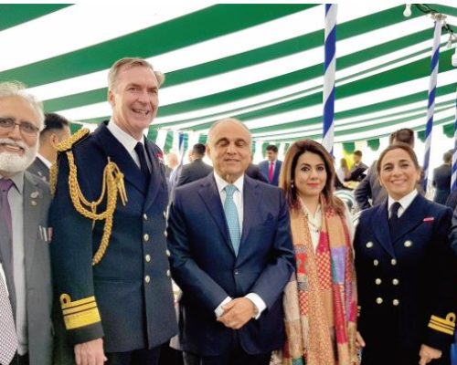 A reception at Her Majesty's Naval Base in Portsmouth was held in honour of the arrival of Pakistan Navy Ship ASLAT and its commander Commodore Faisal Abbasi SI(M). The chief guest was Second Sea Lord Vice Admiral Anthony Radakin, Deputy Chief of Staff, Naval. Various dignitaries attended including Lord Mayor of Portsmouth Lee Mason, Rehman Chisti MP, Michael Wade, Honorary Lieutenant-Commander Durdana Ansari OBE, Victoria Schofield, Commodore Raja Rab Nawaz, Umar Mahmood and more.