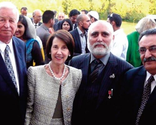 Greeted by US Ambassador Louis B. Susman at his residence in London with Marjorie Susman and Afghan Ambassador to the UK Dr. Mohammad Daud Yaar.