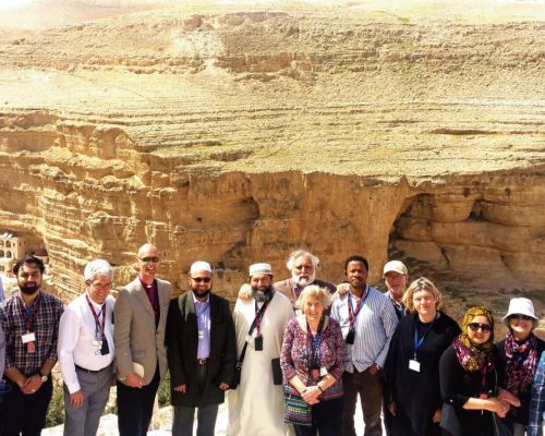 Group photo of the “Sharing Perspectives: Muslims and Christians in the Holy Land” with members from St George’s College Jerusalem, Muslim Council of Britain, Christian Muslim Forum and St George’s College.