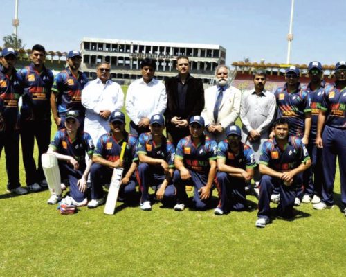 Hamza Shehbaz Sharif, Head of the Punjab Youth Festival, and Rana Mashood Khan, Minister of Education (Punjab), at the Punjab Youth Festival with students and cricketers I sponsored to visit Pakistan to represent England and Pakistan as England-Pak XI during the cricket tournament with international teams.