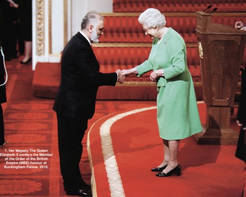 Her Majesty The Queen Elizabeth Il confers the Member of the Order of the British Empire (MBE) honour at Buckingham Palace. 2010.