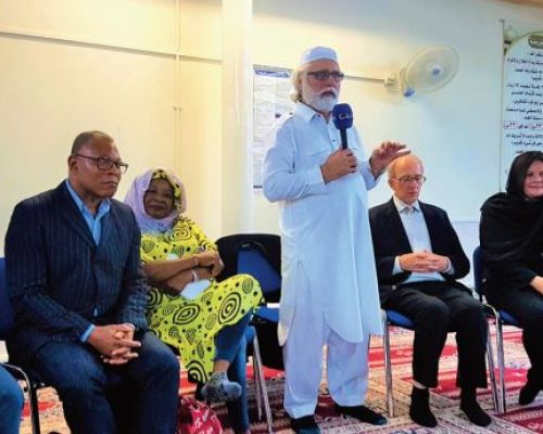 Interfaith Eid Celebrations at Khatme Nubuwwat Centre with Edward Butler Ellis, Councillor Donatus Anyanwu, Councillor Tina Valcarel (Cabinet Minister for Disability), Rev Alan Gadd, Tamsin Jones (Lambeth Met Police) and Damon Tulloch-Foley (Faith Liaison Officer, Lambeth Met Police).