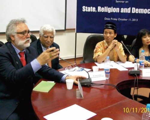 Speaking at the CRSS and FC College (University) hosted seminar on “State, Religion and Democracy” which was also addressed by Professor Saeed Shafqat and Dr Julia Suryakusuma from Indonesia.