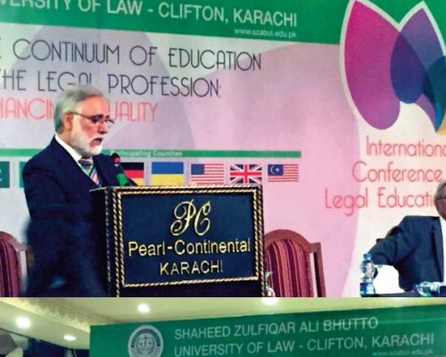 Speaking at the SZABUL conference promoting British quality assurance in education at The Continuum of Education in the Legal Profession Conference, Karachi.