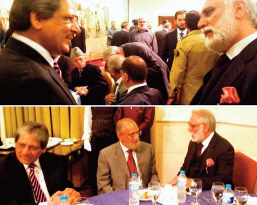 Speaking with the Governor of Sindh H.E. Dr. Ishrat ul Ebad Khan and the Chief Justice of Pakistan Anwar Zaheer Jamali at the inaugural dinner of the International Conference on Legal Education held in Karachi on maintaining quality legal education in Pakistan and knowledge sharing with the UK.