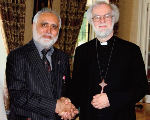 Welcomed by Archbishop of Canterbury Dr Rowan Williams to Lambeth Palace for interfaith discussions ahead of the “Future of Pakistan Conference” in 2012.