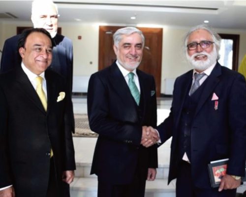 With CEO of Afghanistan Dr. Abdullah Abdullah after track II dialogue proceedings for Pakistan and Afghanistan in Kabul. 2017.