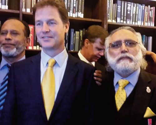 With Deputy Prime Minister and Leader of the Liberal Democrats Rt. Hon. Nick Clegg MP at an Eid Reception hosted by Baroness Hussein-Ece OBE at the House of Lords.